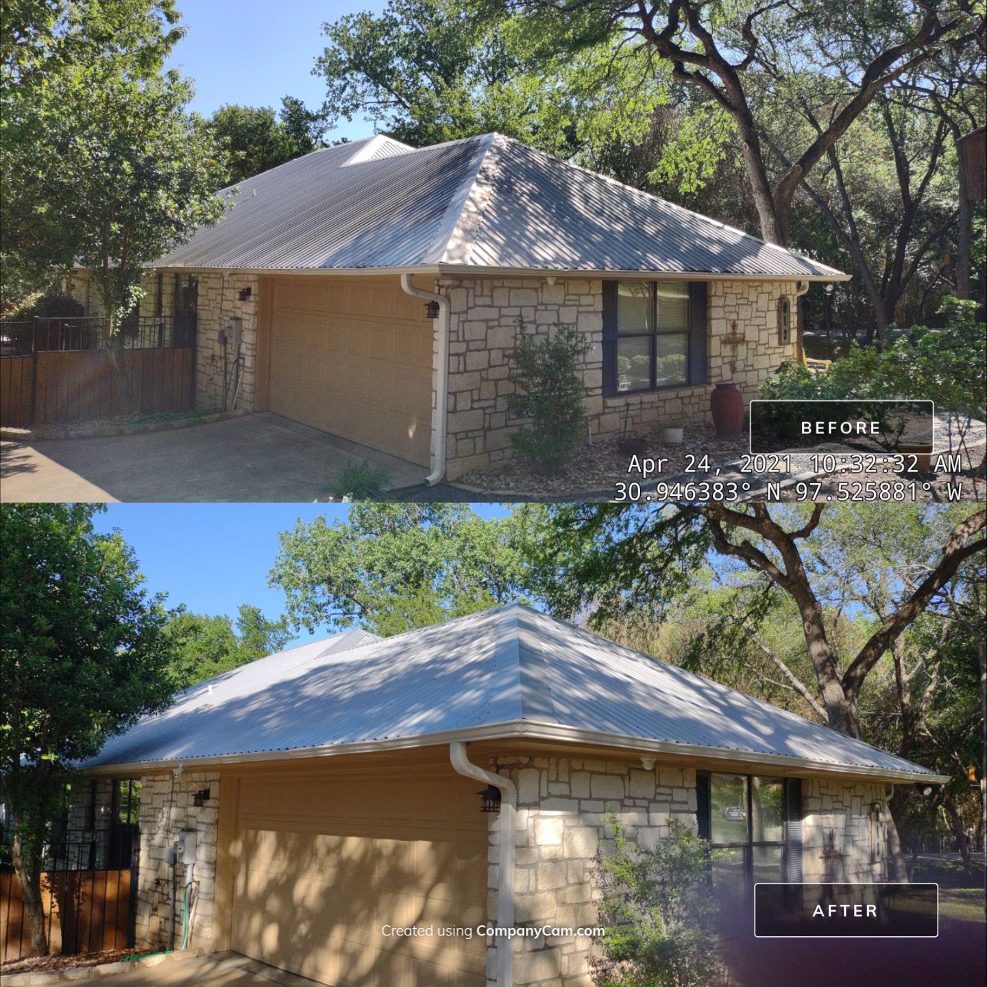 Metal Roof Cleaning & Pressure Washing Porch in Salado, TX